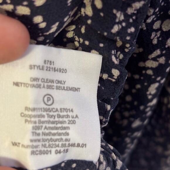 Tory Burch Silk Navy flowy Blouse tunic adjustable cinched sides medium large - Picture 4 of 6